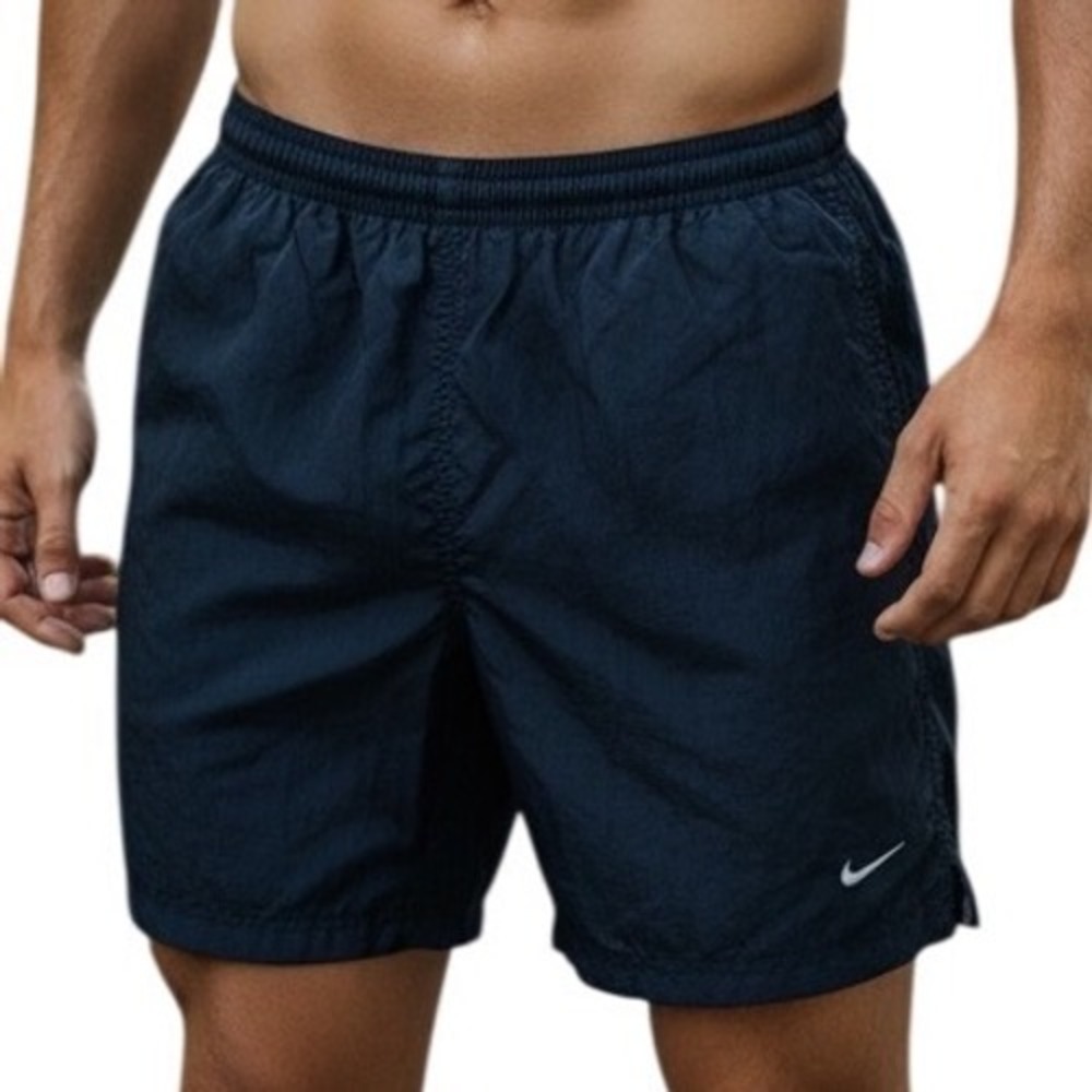 Nike Vintage Mens Black Crinkle Nylon Athletic Training Shorts Drawstring Size M
